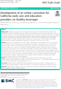 Cover page: Development of an online curriculum for California early care and education providers on healthy beverages