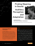 Cover page: Finding Meaning in Sound: Auditory Perception and Adaptation (Interview with Dr. Frederic Theunissen))